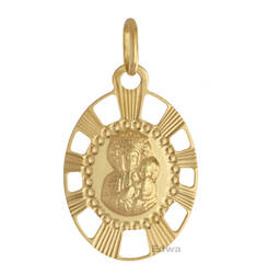 Zawieszka złota medalik z wizerunkiem Matki Boskiej z dzieciątkiem pr.585