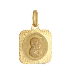 Zawieszka złota medalik z wizerunkiem Matki Boskiej z Dzieciątkiem pr.585