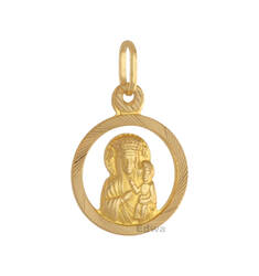 Zawieszka złoty Medalik z wizerunkiem Matki Boskiej z dzieciątkiem pr.585
